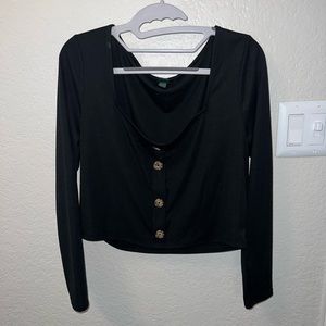Wild Fable Long Sleeve Black Crop Top
